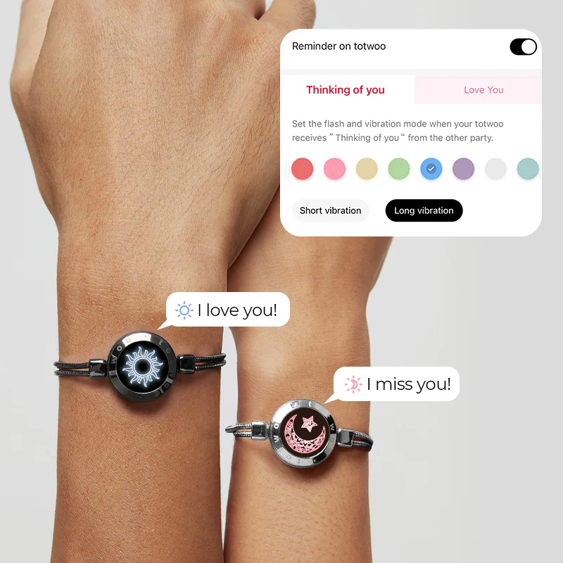 Sun & Moon Touch Bracelets with Snake Chain (Black+Silver) - Image 3