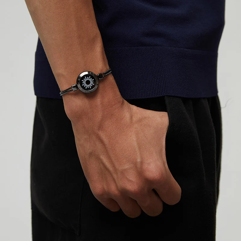 Sun & Moon Touch Bracelets with Snake Chain (Black+Silver) - Image 6