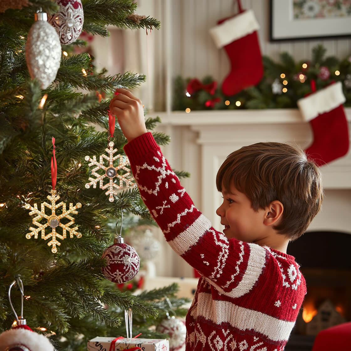 Custom Christmas Snowflake Photo Ornament - Image 3