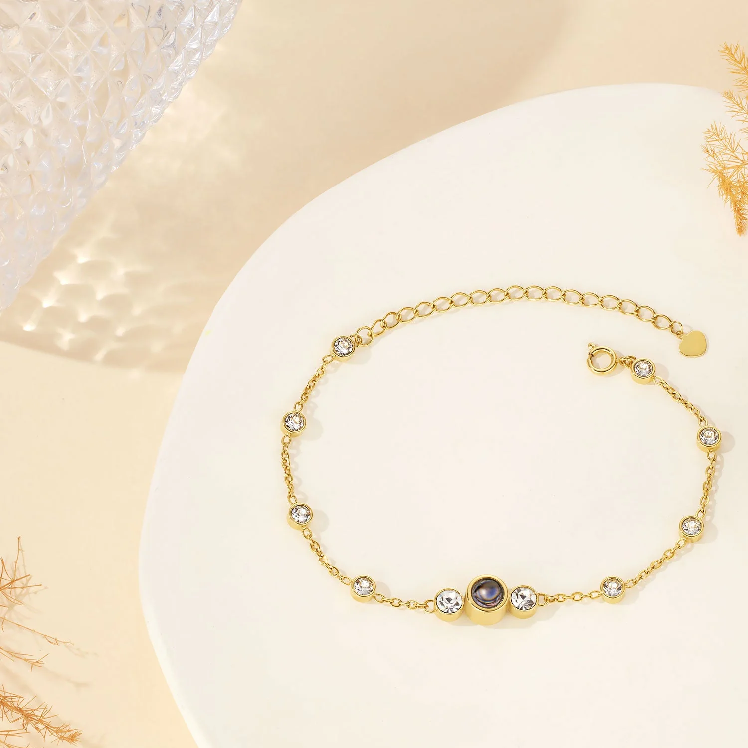 Link Chain Projection Photo Bracelet with Diamonds - Image 4