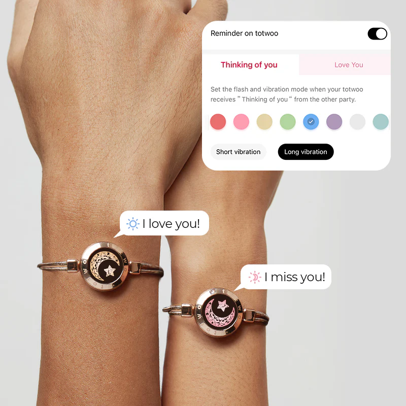 Moon&Star Touch Bracelets with Snake Chain (Rose Gold+Rose Gold) - Image 3