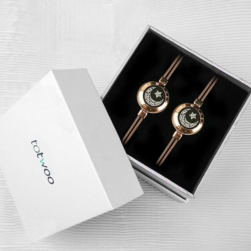 Moon&Star Touch Bracelets with Snake Chain (Rose Gold+Rose Gold) - Image 8