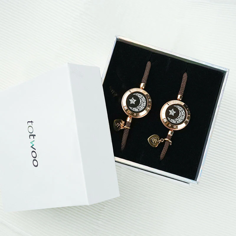 Moon&Star Touch Bracelets with Milan Rope (Brown+Brown) - Image 8