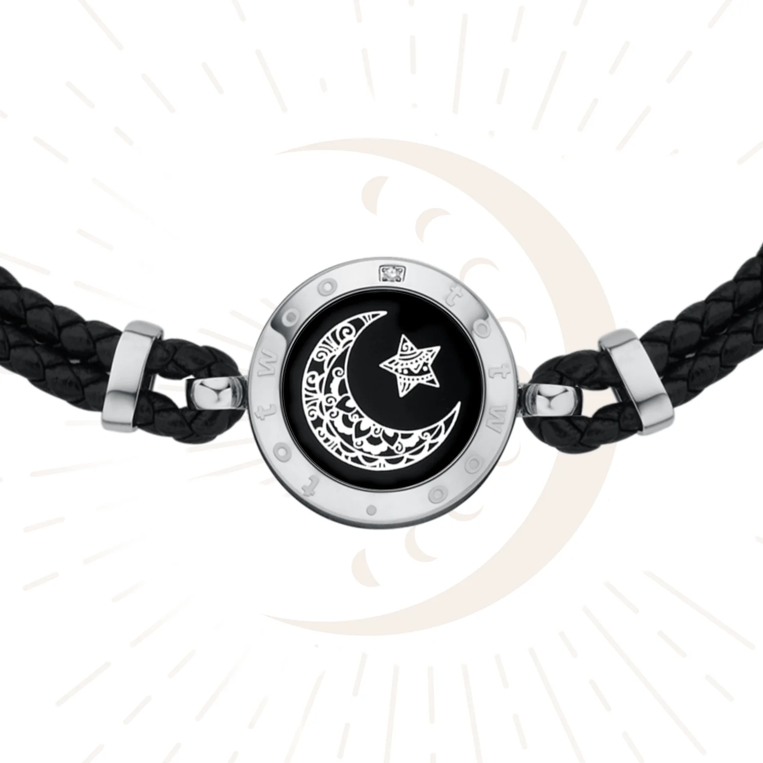 Moon Touch Bracelet with Leather Braided Cord - Image 4