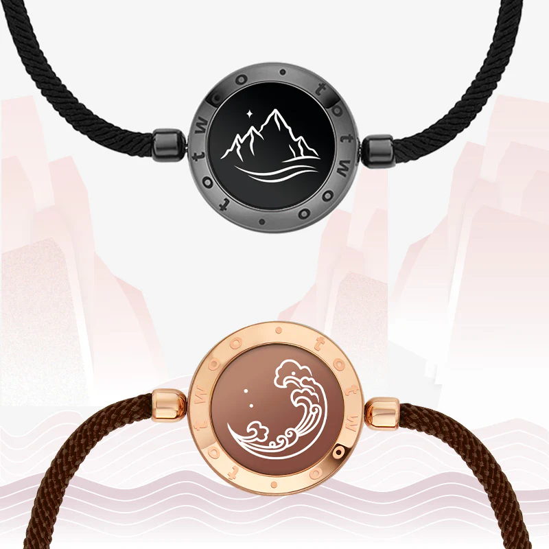 Mountain & Sea Touch Bracelets with Milan Rope (Black+Rose Gold) - Image 6
