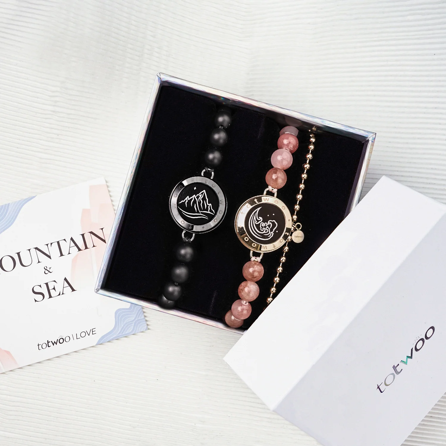 Mountain & Sea Touch Bracelets with Beaded Black Agate and Pink Persian Jade - Image 13