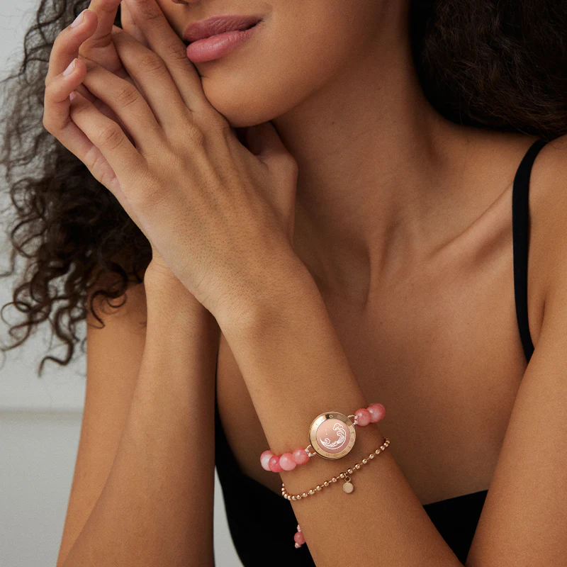 Mountain & Sea Touch Bracelets with Black Agate and Pink Persian Jade - Image 5