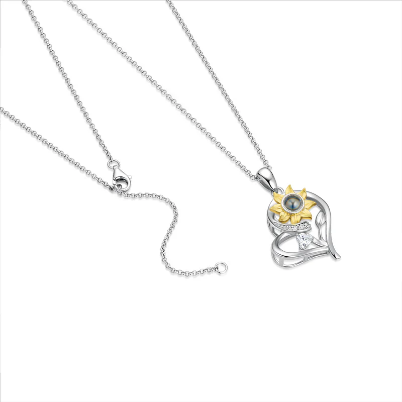 Personalized 925 Silver Sunflower Projection Photo Necklace - Image 4