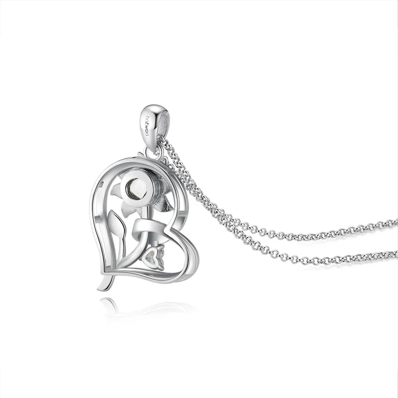 Personalized 925 Silver Sunflower Projection Photo Necklace - Image 6