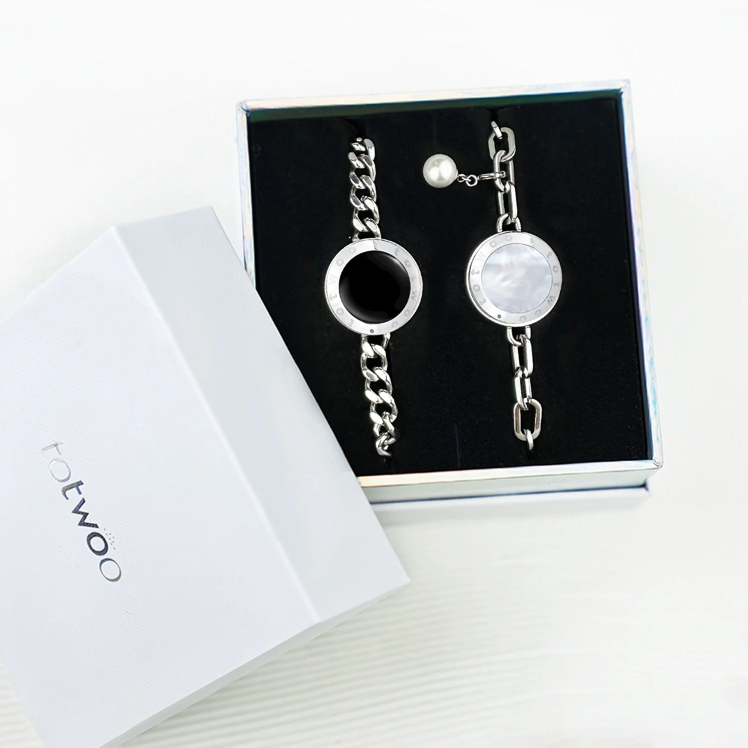 Soulmate 2.0 Touch Bracelets(Silver Cuban Chain+Silver Paperclip Chain) - Image 10