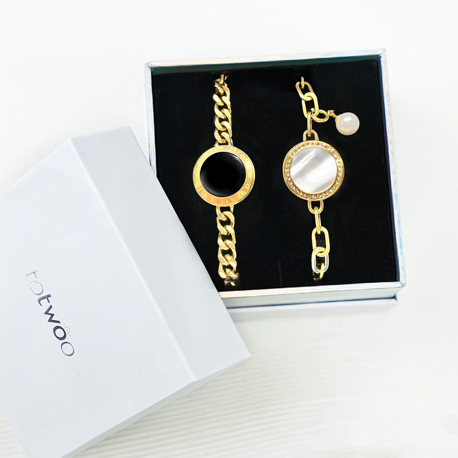 Soulmate 2.0 Touch Bracelets(Gold Cuban Chain+Paperclip Chain) - Image 10