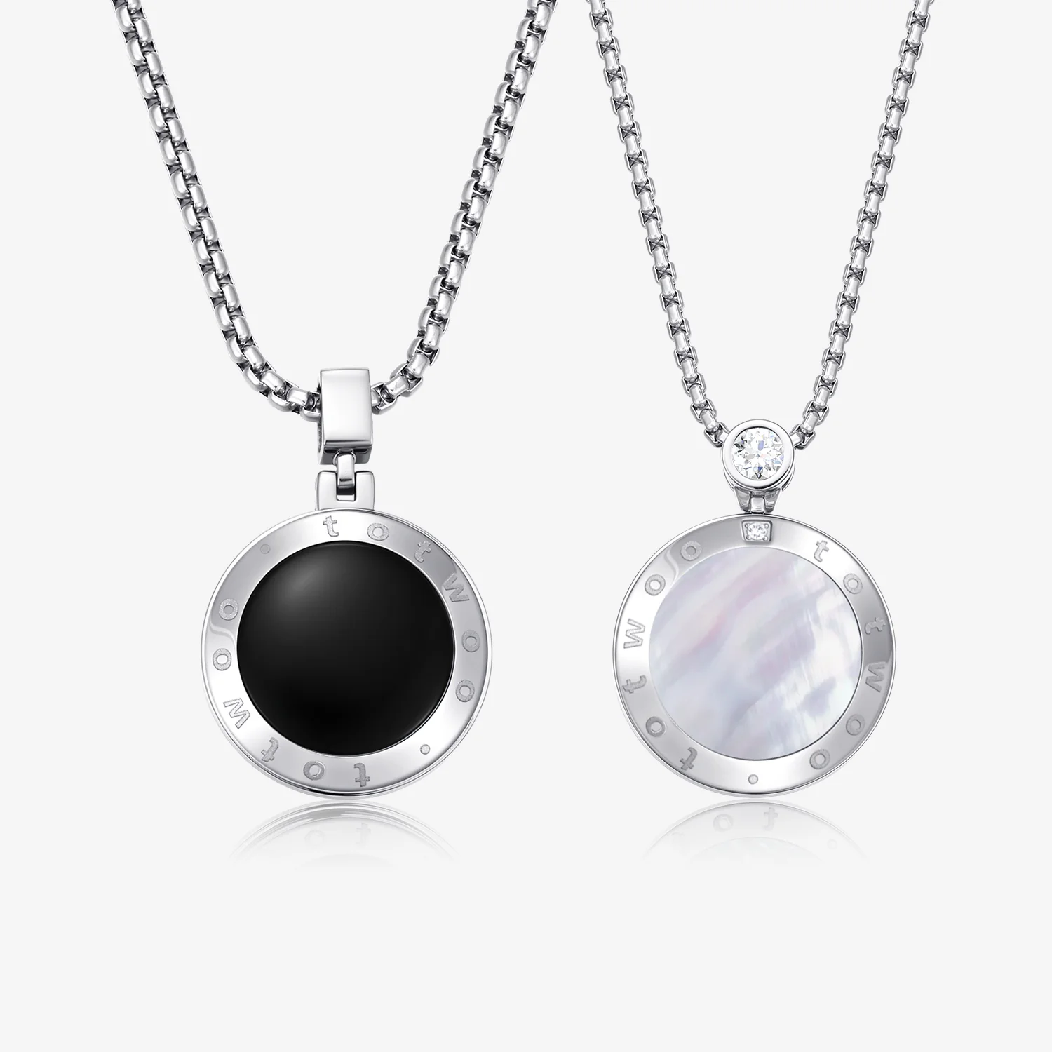 Soulmate 2.0 Touch Necklaces with Obsidian and Mother of Pearl Panels - Image 3