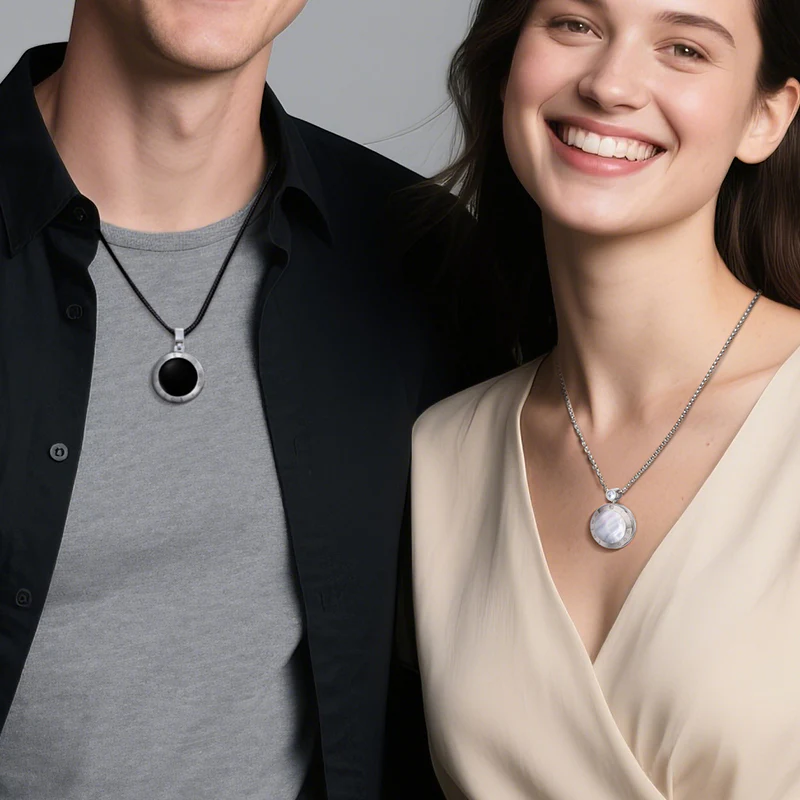 Soulmate 2.0 Touch Necklaces with Obsidian and Mother of Pearl Panels - Image 8
