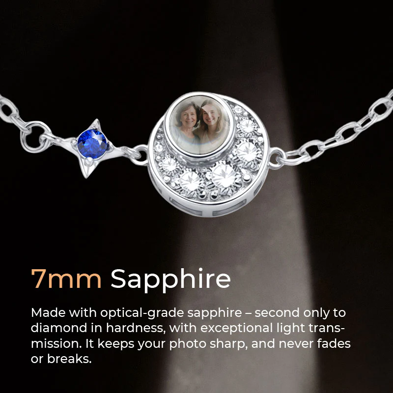 925 Silver Star & Moon Photo Bracelet with Enhanced Projection Stone - Image 3