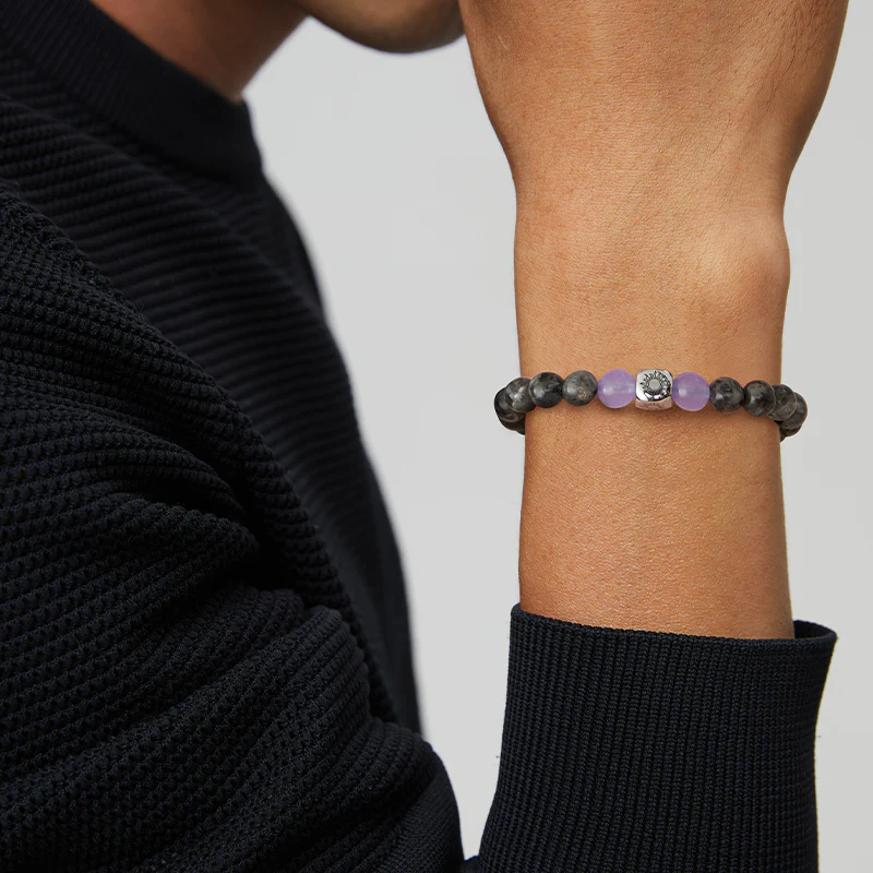 Sun&Moon Beaded Bracelets in Purple and Black - Image 3