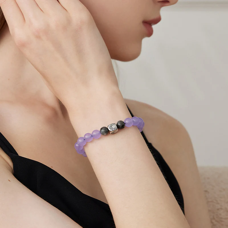 Sun&Moon Beaded Bracelets in Purple and Black - Image 4