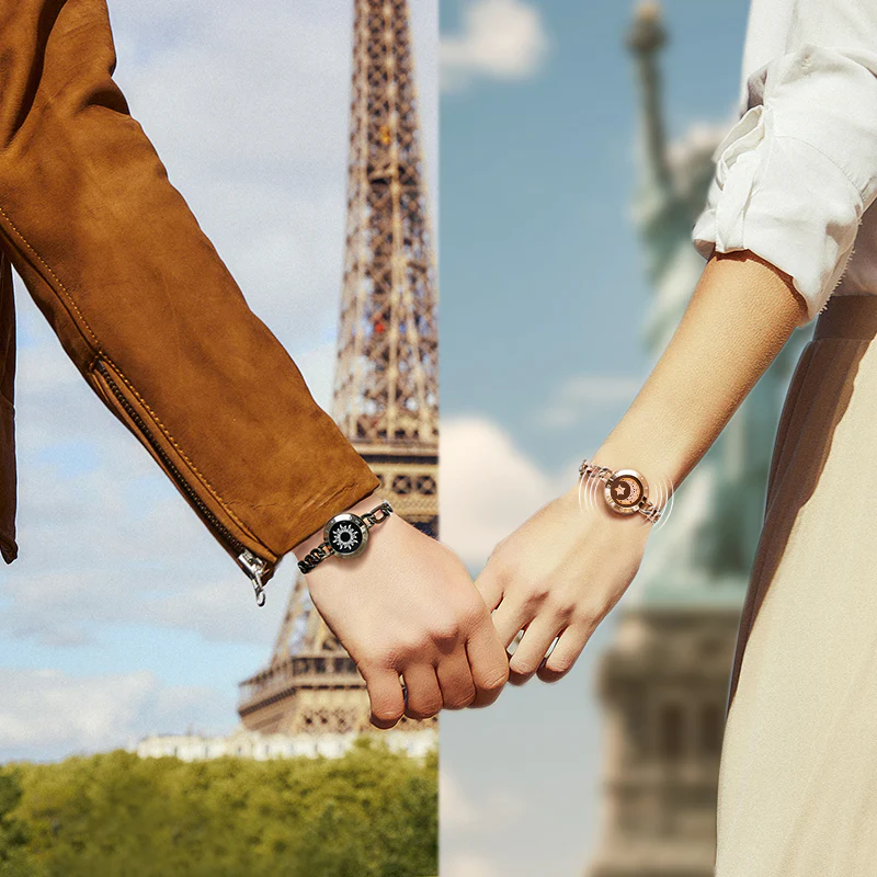 Sun & Moon Touch Bracelets with Figaro Chain (Black+Rose Gold) - Image 9