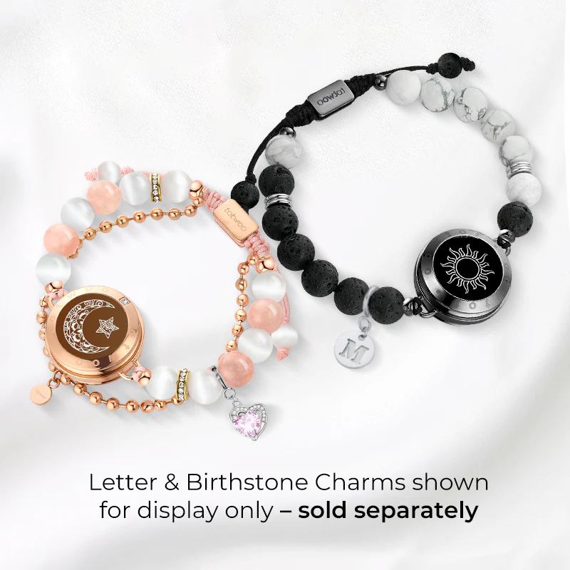 Sun & Moon Touch Bracelets with Phantasmal Beads (Black+Rose Gold) - Image 4