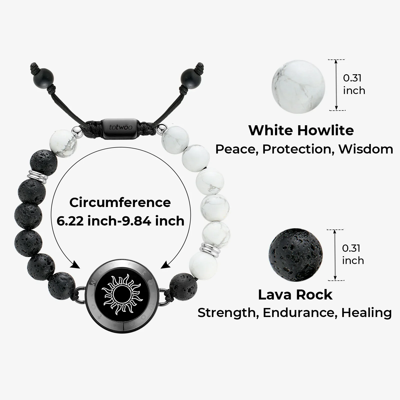 Sun & Moon Touch Bracelets with Phantasmal Beads (Black+Rose Gold) - Image 7