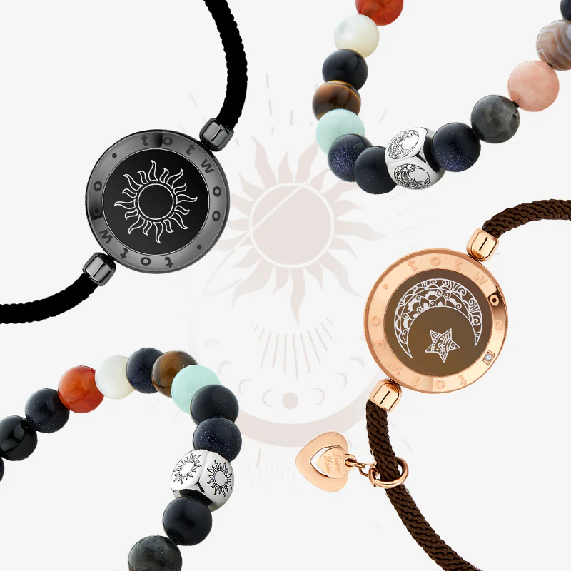 Sun & Moon Touch Milan Rope with Natural Beads Bracelets Set - Image 7