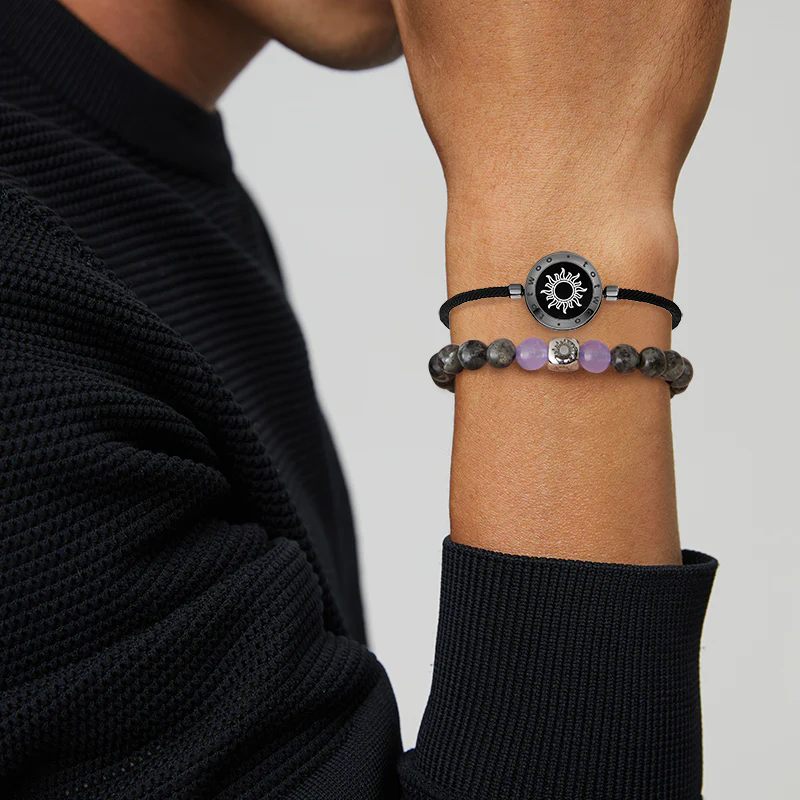 Sun & Moon Touch Milan Rope with Natural Jade Bracelets Set - Image 5