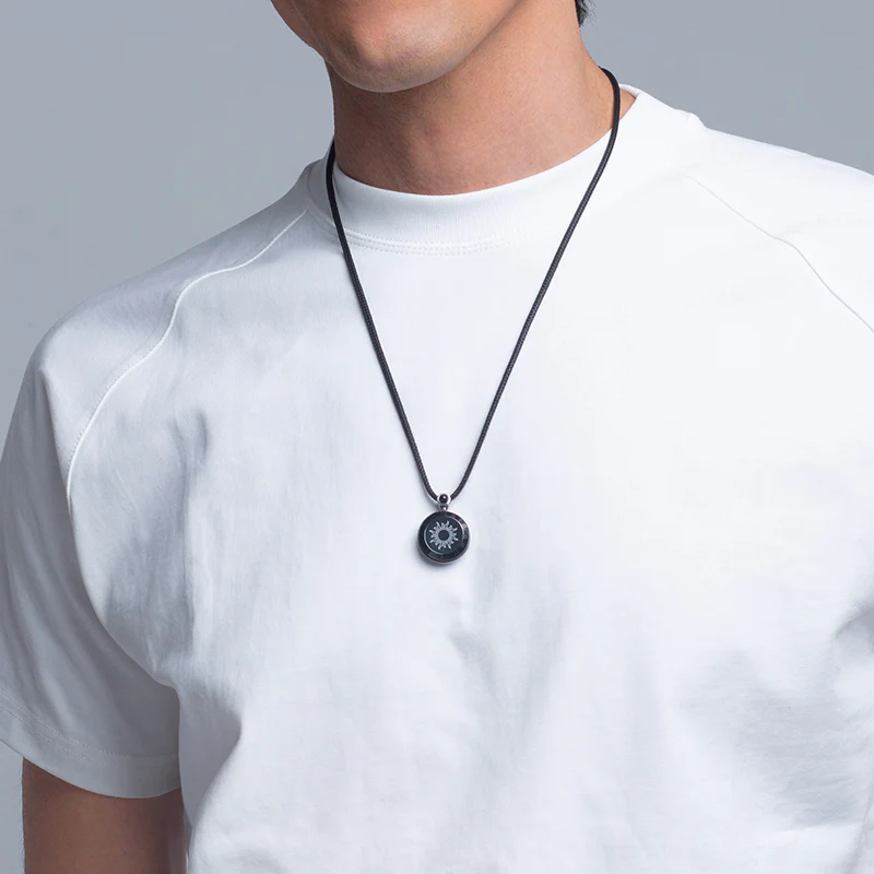 Sun & Moon Touch Necklaces with Agate (Black + Rose Gold) - Image 6
