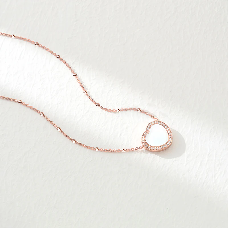 Totwoo Memory Digital Necklace with Spacer Bead Chain(18K Rose Gold Plated Silver+& Mother of Pearl) - Image 4