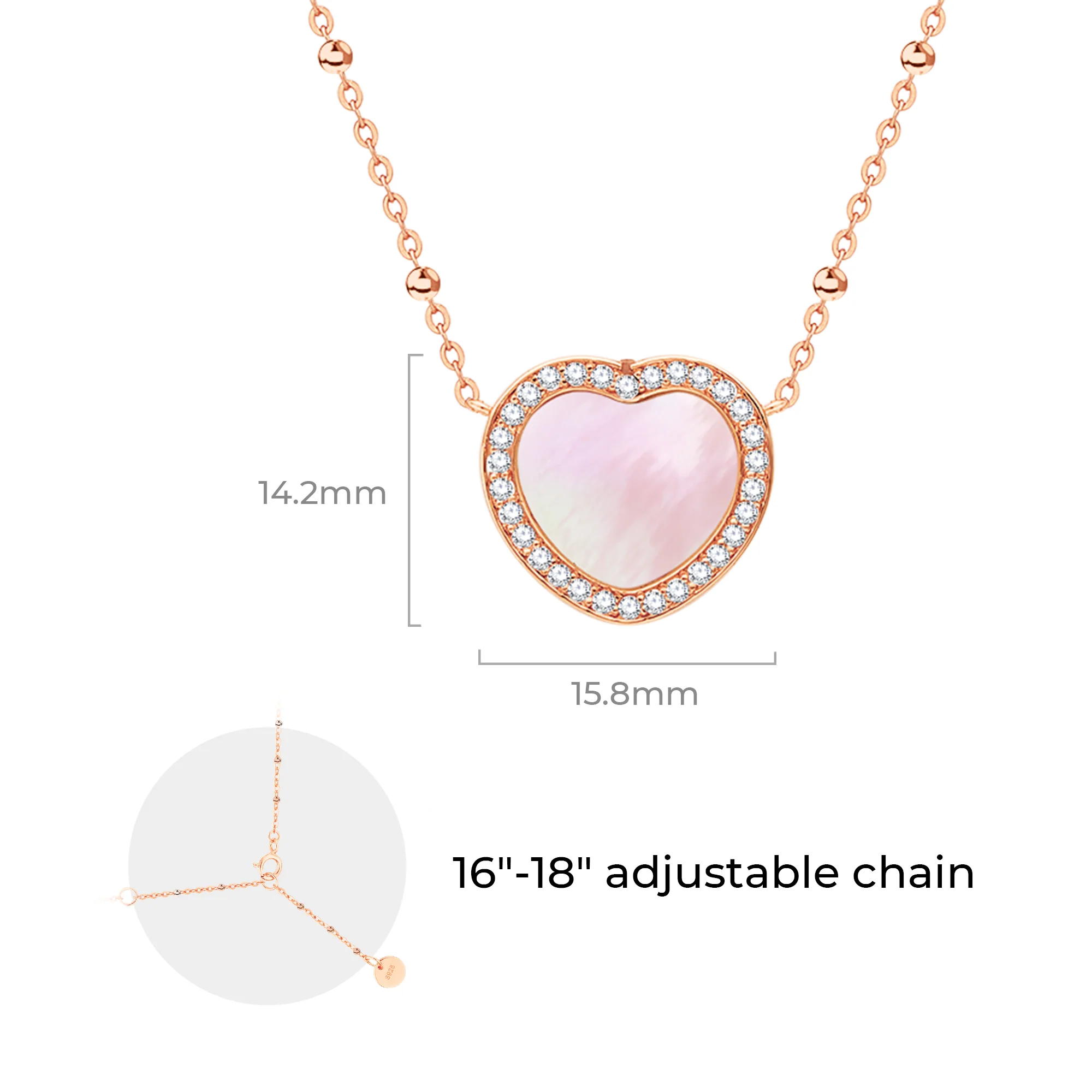 Totwoo Memory Digital Necklace with Spacer Bead Chain(18K Rose Gold Plated Silver+& Mother of Pearl) - Image 5