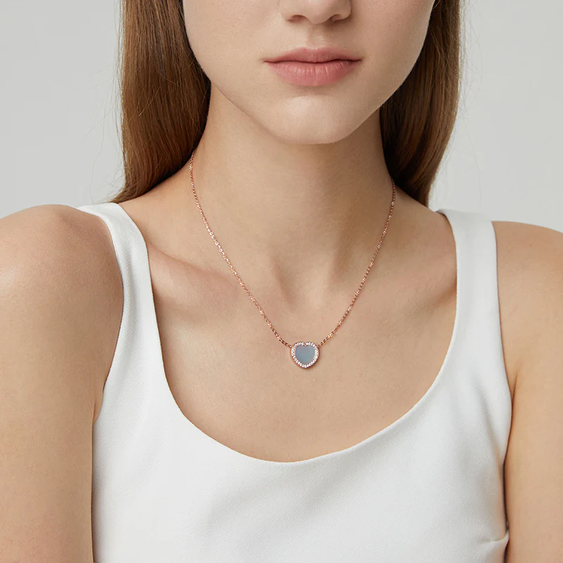 Totwoo Memory Digital Necklace with Spacer Bead Chain(18K Rose Gold Plated Silver+& Mother of Pearl) - Image 6