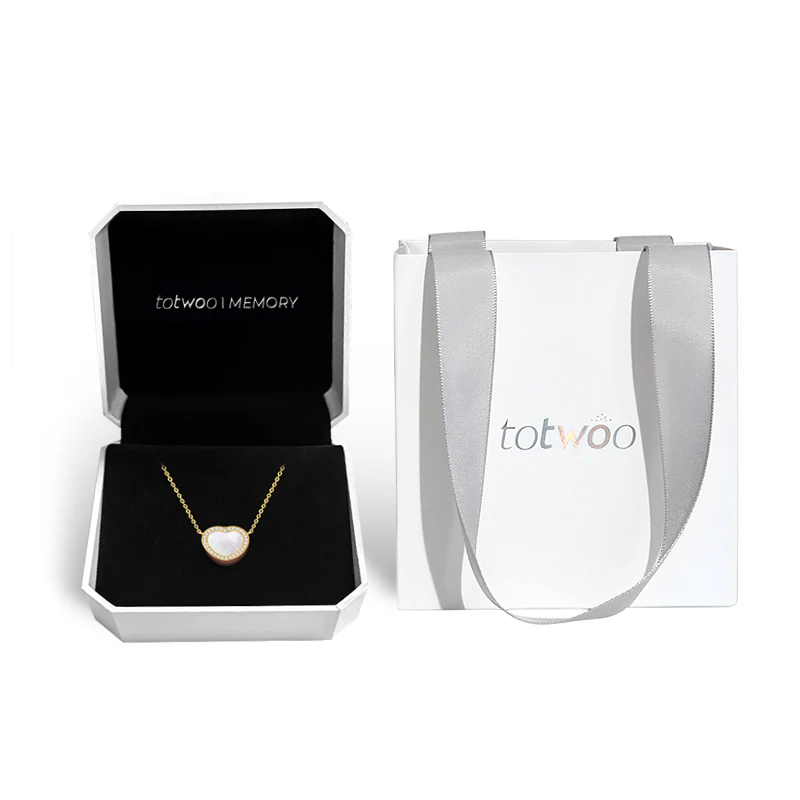 totwoo Memory Digital Locket Necklace (18K Gold Plated Silver & Mother of Pearl) - Image 11