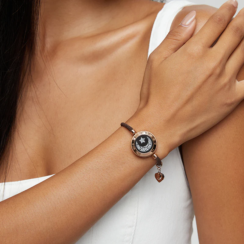 Sun & Moon Touch Bracelets with Milan Rope (Black+Brown) - Image 7
